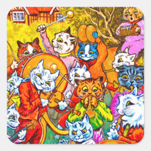 Cat Musical Band Quadratischer Aufkleber