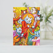 Cat Musical Band RSVP Karte (Stehend Vorderseite)