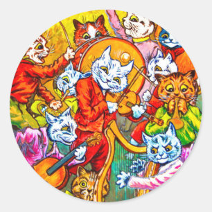 Cat Musical Band Runder Aufkleber