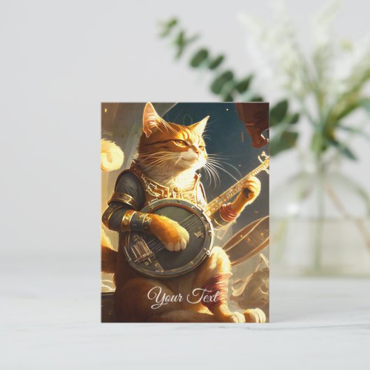 Cat Musician. Postkarte (Stehend Vorderseite)