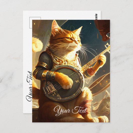 Cat Musician. Postkarte (Vorne/Hinten)