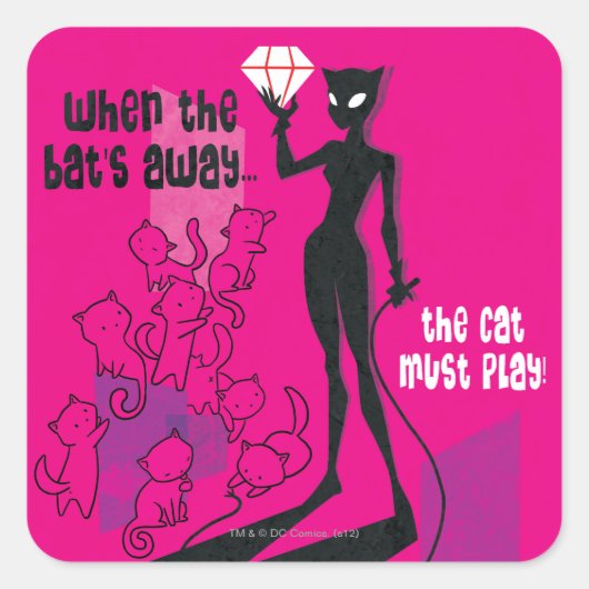 Cat Must Play Quadratischer Aufkleber (Vorderseite)