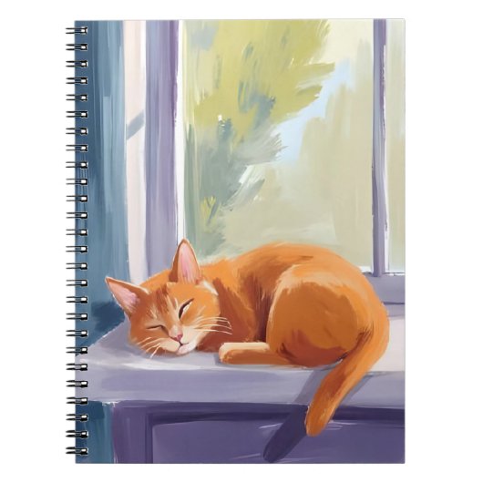 Cat Nap | Orange Kitten Watercolor Pet Notizblock (Vorderseite)