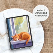 Cat Nap | Orange Kitten Watercolor Pet Poster