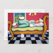 Cat Napping - Eine weibliche Nickerchen mit ihren Postkarte (Vorne/Hinten)