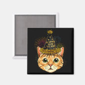 Cat New Year Shirt 2024 Happy New Years Eve Nye Fi Magnet (Vorderseite/Rückseite)
