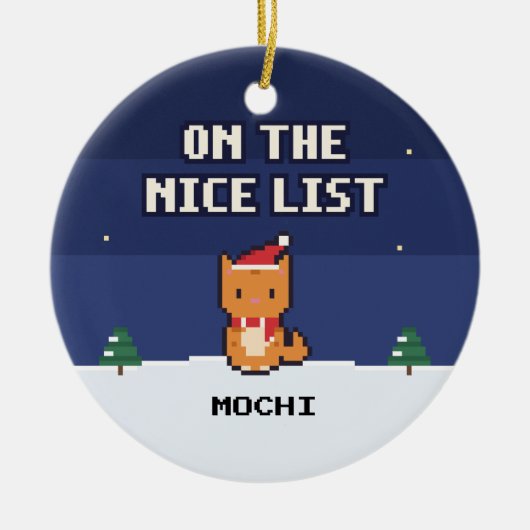 Cat Nice List Personalized Pixel Art Ornament (Vorne)