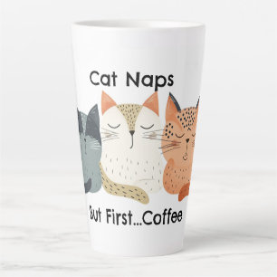 Cat Nickerchen aber First Coffee Folk Art Latte Ta Milchtasse