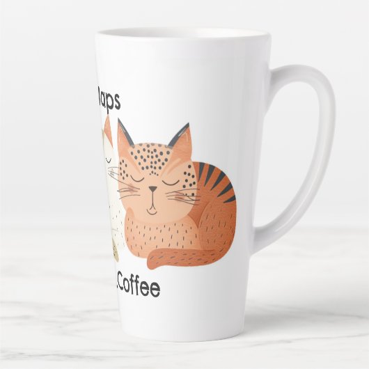 Cat Nickerchen aber First Coffee Folk Art Latte Ta Milchtasse (Rechts)