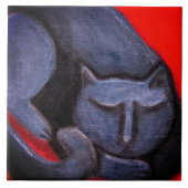 Cat Nickerchen Abstrakt Pastellfarben Fliese (Vorderseite)