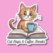 Cat Nickerchen & Coffee Breaks Wasserdicht Aufkleber