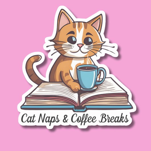 Cat Nickerchen & Coffee Breaks Wasserdicht Aufkleber