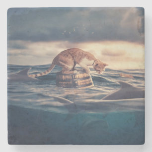 Cat Nickerchen Dream oder Nightmare Steinuntersetzer