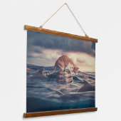 Cat Nickerchen Dream oder Nightmare Wandteppich Mit Holzrahmen (Gewinkelt)