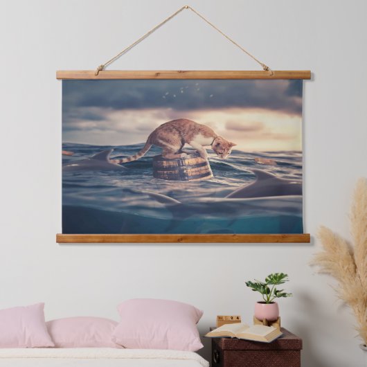 Cat Nickerchen Dream oder Nightmare Wandteppich Mit Holzrahmen (Schlafzimmer)