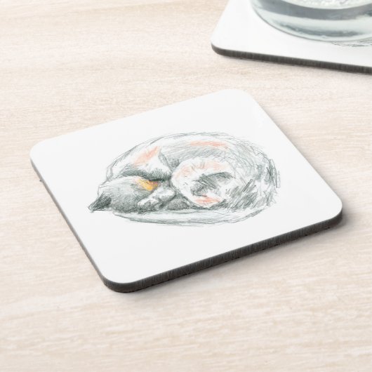 Cat Nickerchen Getränkeuntersetzer (Linke Seite)