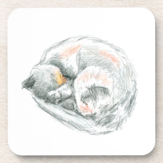 Cat Nickerchen Getränkeuntersetzer (Vorderseite)
