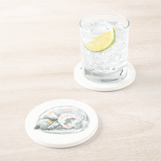 Cat Nickerchen Getränkeuntersetzer (Seite)