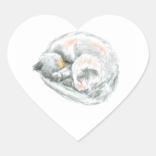 Cat Nickerchen Herz-Aufkleber (Vorderseite)