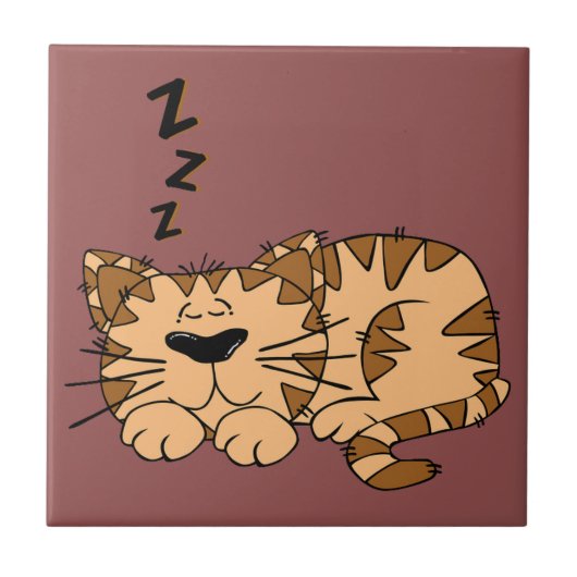 Cat Nickerchen Kitty Kleine Keramik Tile Fliese (Vorderseite)