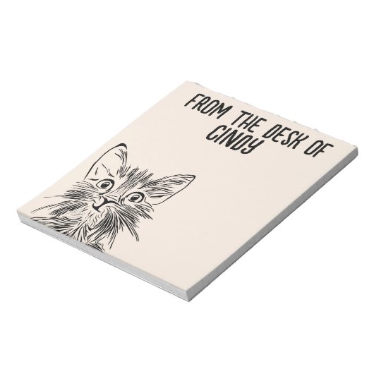 CAT NIEDLICH ART SCHRIFTPAD PERSONALISIERTER STATI NOTIZBLOCK (Rotiert)
