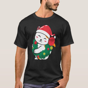 Cat Niedlich Cat Weihnachtsmannmütze Weihnachten S T-Shirt