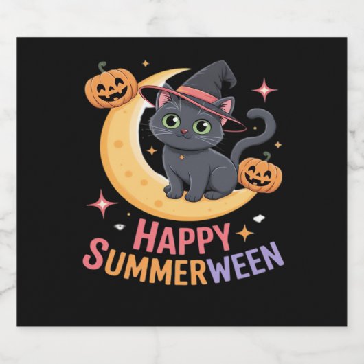 Cat Niedlich Halloween Ästhetische Essenzielle T - Schaumweinetikett (Einzelnes Label)