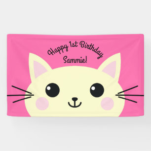 Cat Niedlich Kitty Colorful 1. Geburtstag Party Th Banner