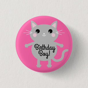 Cat Niedlich Kitty Colorful 1. Geburtstag Party Th Button