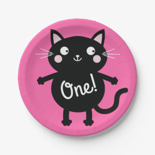 Cat Niedlich Kitty Colorful 1. Geburtstag Party Th Pappteller