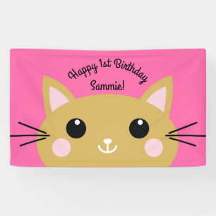 Cat Niedlich Kitty Kid's Geburtstagsparty Thema Banner