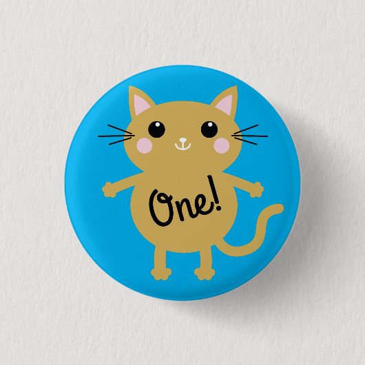 Cat Niedlich Kitty Kid's Geburtstagsparty Thema Button (Vorderseite)