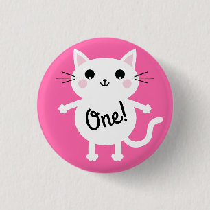 Cat Niedlich Kitty Kid's Geburtstagsparty Thema Button