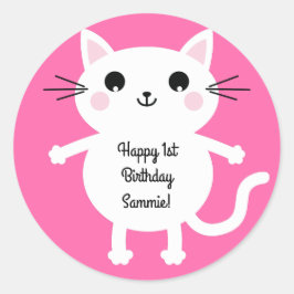 Cat Niedlich Kitty Kid's Geburtstagsparty Thema Runder Aufkleber