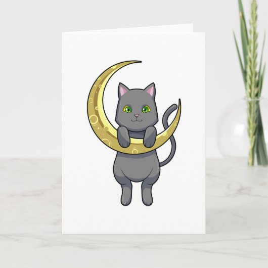 Cat Night Moon Karte (Vorderseite)