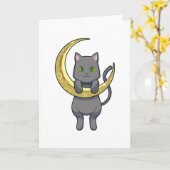Cat Night Moon Karte (Gelbe Blume)