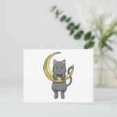 Cat Night Moon Postkarte (Stehend Vorderseite)