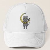 Cat Night Moon Truckerkappe (Vorderseite)