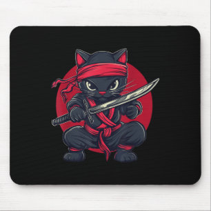 Cat Ninja Samurai Japan japanische Flagge Kawaii F Mousepad
