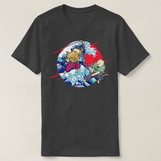 Cat Ninja Sinobi Samurai Schwerter Katana Kendo Ja T-Shirt (Design vorne)