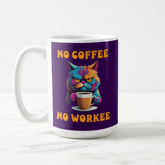 Cat No Coffee No Workee Funny Feline Morning Gesch Kaffeetasse (Links)