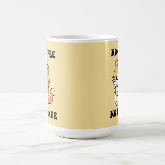 Cat No Coffee No Workee Grumpy Feline Spaß Geschen Kaffeetasse (Mittel)