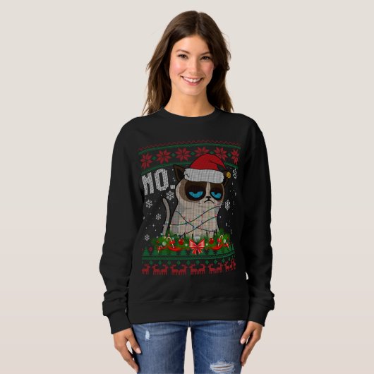 Cat No Grumpy Xmas Katzen Kein hässlicher Weihnach Sweatshirt (Vorne ganz)