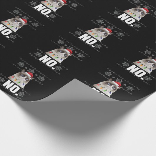 Cat No Grumpy Xmas Katzen Keine hässlichen Weihnac Geschenkpapier (Ecke)