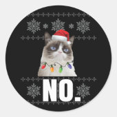 Cat No Grumpy Xmas Katzen Keine hässlichen Weihnac Runder Aufkleber (Vorderseite)