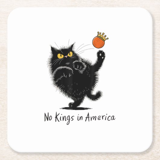Cat No Kings In America We The People Political Rechteckiger Pappuntersetzer (Vorderseite)