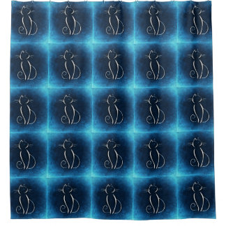 Cat Noir Blue Duschvorhang