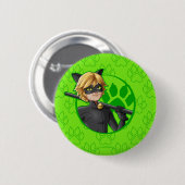 Cat Noir Green Abzeichen Button (Vorne & Hinten)