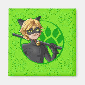 Cat Noir Green Abzeichen Magnet (Vorne)