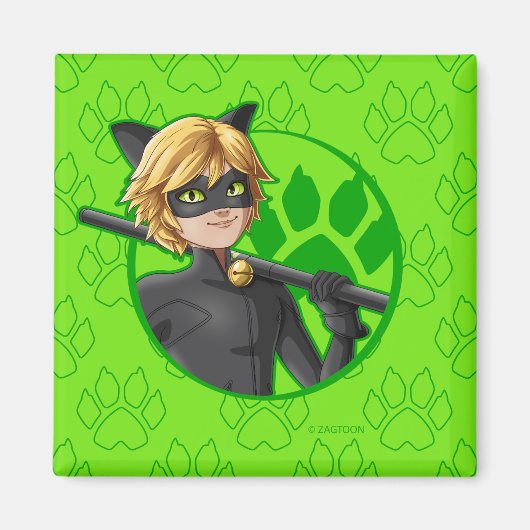 Cat Noir Green Abzeichen Magnet (Vorne)